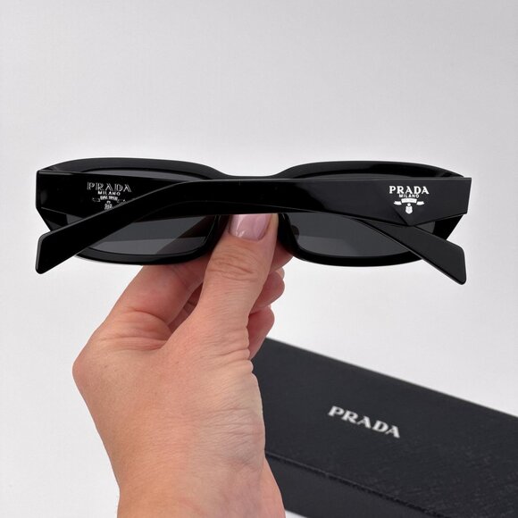 Prada PRB06S Sunglasses – Black Rectangle Frame Grey Lenses | Model 16K08Z - Picture 3 of 12